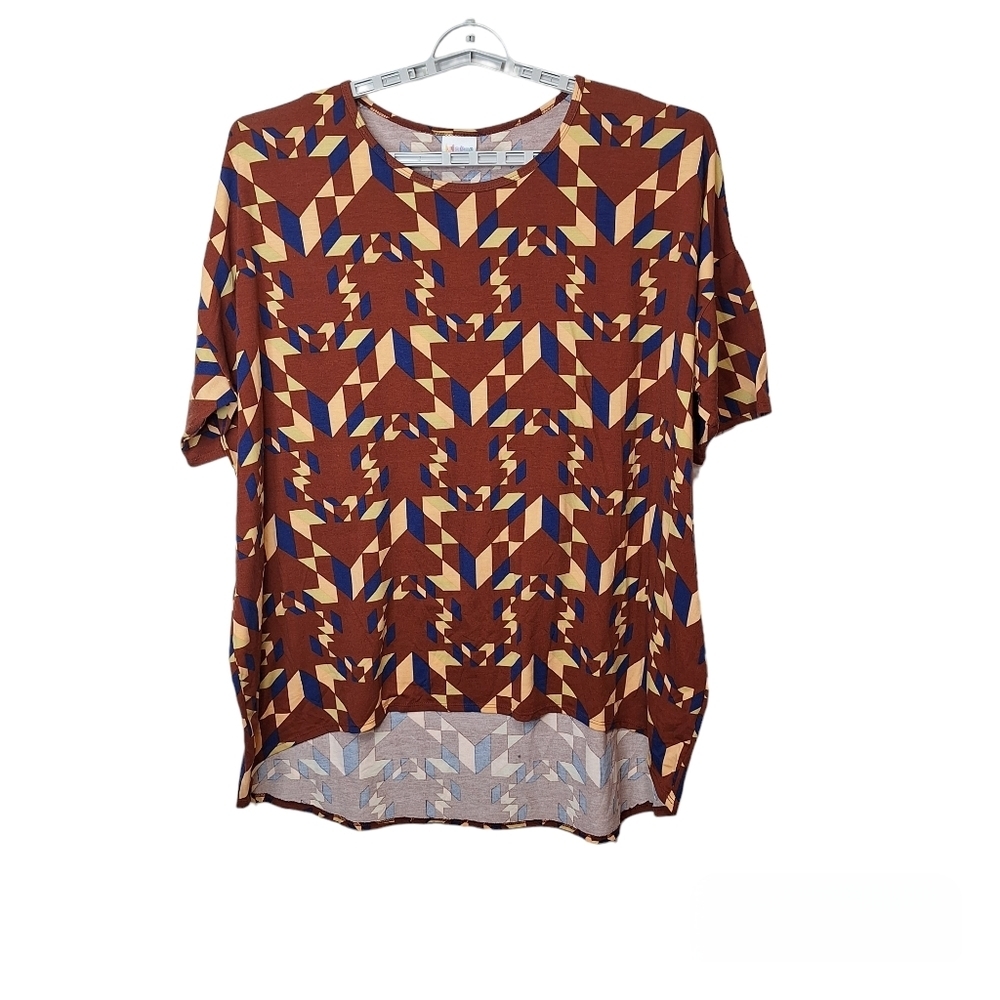 LuLaRoe Womens 3XL Irma T Shirt Top Tunic Hi Lo Stretch Short Sleeve Relaxed Fit